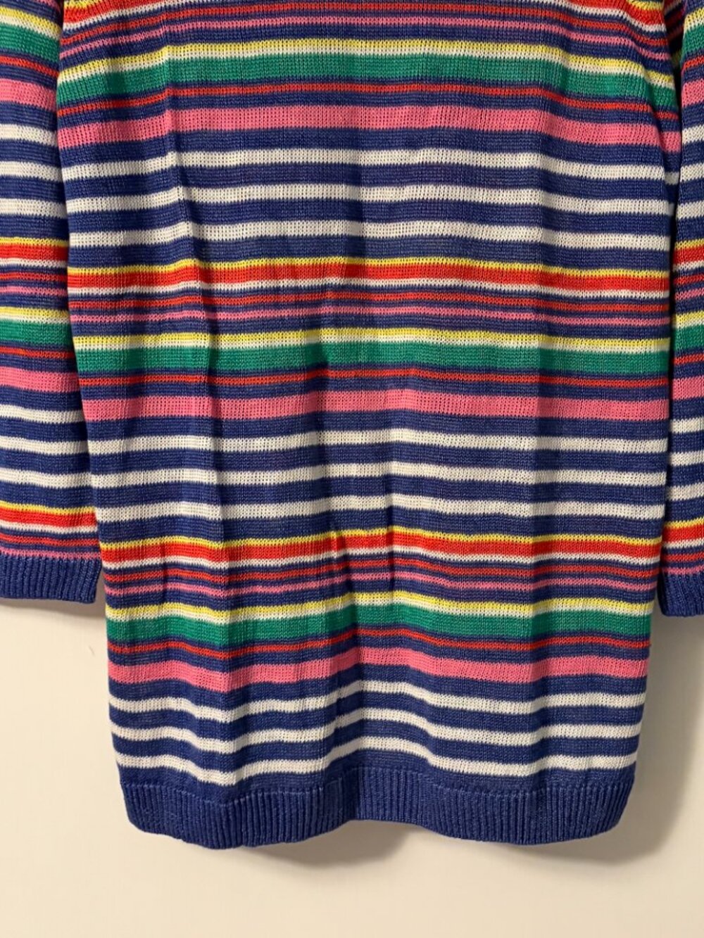 Talbots 100% linen rainbow stripe 3/4 sleeve sweater NWT size XL petite preppy - Picture 5 of 9